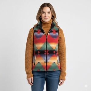 🛑 Chaps Ralph Lauren Aztec Southwestern Fleece Vest - Medium